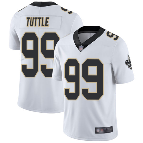 Men New Orleans Saints Limited White Men Shy Tuttle Road Jersey NFL Football 99 Vapor Untouchable Jersey